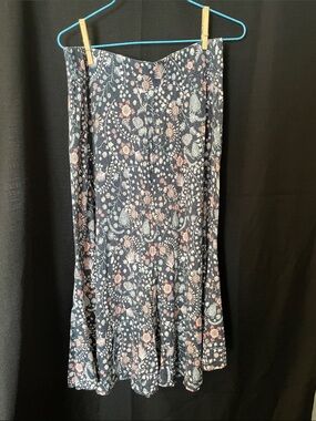 Floral Navy Maxi Skirt | size 14 UK | equal to size 10 in US